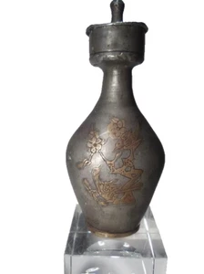  Chinese Tang style pewter and Gilt Flask - Picture 1 of 12