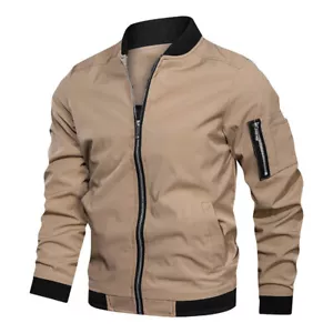 Mens Full-Zip Jacket Lightweight Windbreaker Casual Spring Fall Thin Coat - Picture 1 of 18