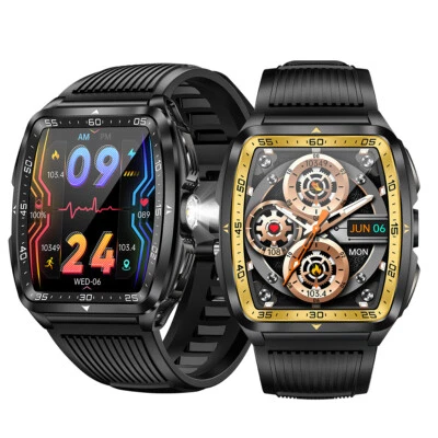 Military Smart Watch For Men(Answer/Make Calls) WIth LED Flashlight Waterproof - Image 1 of 4