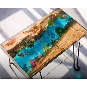 Table Koi Resin Epoxy, Table Coffee Resin Koi Fish Painting, Table Sofa Handmade - Picture 1 of 8
