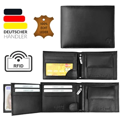 ELYARZI Geldbörse Herren mit RFID Schutz Geldbeutel Schwarz Portemonnaie Leder Münzfach