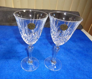 Cristal De Flandre Salzburg Wine Glasses Crystal Stemware France set of 2 ~ EUC - Picture 1 of 14
