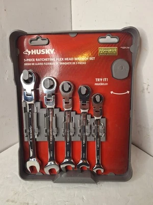 Husky Juego de llaves combinadas de cabeza flexible de trinquete de 5 piezas caja abierta  Foto 1 de 4