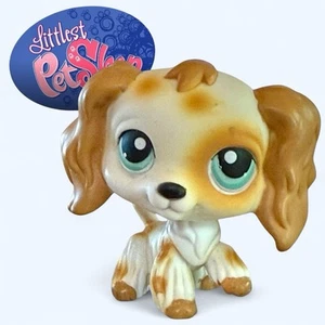LPS Littlest Pet Shop #344 White Cocker Spaniel Dog Orange Spots Authentic - Picture 1 of 7