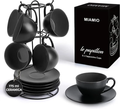 - 175 Ml Set Di 6 Tazze Cappuccino Con Piattini/Tazza Cappuccino/Tazze Da Cappuc - Immagine 1 di 4