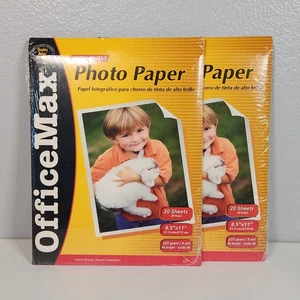 2 NEW OfficeMax High Gloss Photo Paper 20 sheets 8.5 x 11 Inkjet Printers 225 - Picture 1 of 2
