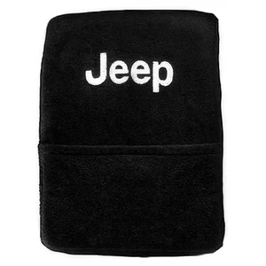 Black Protective Cloth Console Cover for 2007-2010 Jeep Wrangler [Jeep Logotype] - Picture 1 of 3