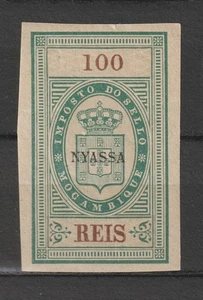 Portugal Nyassa Sello de Ingresos Fiscal Fiscaux Gerais Impuesto General 1904 100 R - Imagen 1 de 1