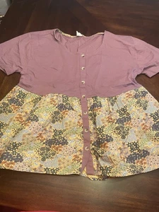 Kate Quinn Womens Size Small Top Shirt Plum Floral - Picture 1 of 4