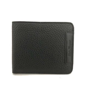 Salvatore Ferragamo Logo Leather Bifold Wallet Black/7BG0700 - Foto 1 di 8