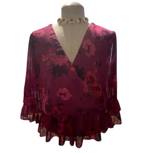 Ophelia Roe Women V-Neck Print Popover Top Size 3X Mob Wife Office Edgy Career - Picture 1 of 10