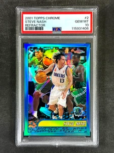 2001 Topps Chrome #2 Steve Nash Refractor PSA 10 Gem Mint, Mavericks - Picture 1 of 2