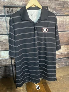 Antigua Georgia Bulldogs Short Sleeve Polo Shirt Black/White Stripes Mens XL - Picture 1 of 3