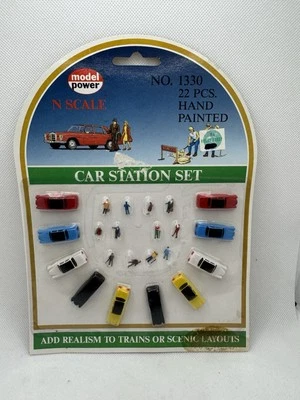 Model Power Car Station Set 22 pcs. n scale trains 1330 NIB NR  - Image 1 of 4