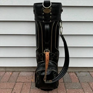 Vintage Burton Jasper Alabama Black Lizard Leather 6 Way Golf Bag Made In USA - Picture 1 of 16