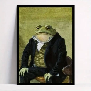 Vintage Frog Toad in Suit & Waistcoat Framed Canvas Art Picture Print 60cm x 40 - Picture 1 of 5