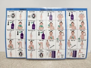 3er Pack ABA/OT genehmigt Schritt für Schritt 100 % versiegelt & laminiert 9 x 12 Zoll Duschtabelle - Bild 1 von 1