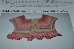 Child's Ballerina Shrug in Noro Silk Garden Knitting Pattern 24" - Picture 1 of 1