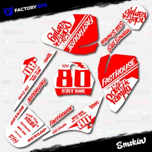 White & Red Smokin Graphics Kit fits Yamaha PW80 Decal Sticker PW 80 All Years - Imagen 1 de 8