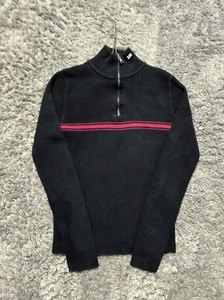 Polo Jeans Co Ralph Lauren Sweater Youth Kids Large Black 1/4 Zip Flag Logo - Picture 1 of 6