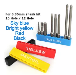 Color 1/4" Hex Shank Screwdriver Bit Holder Storage Drill Bit Organizer10 holes - Picture 1 of 11