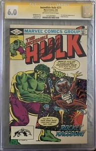 INCREDIBLE HULK #271 CGC 6.0 FN 1982 SIGNED BY STAN LEE 1ST ROCKET MARVEL COMICS - Picture 1 of 2