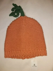 Baby Gap Knit Pumpkin Hat Orange Green Stem Size Newborn Up To 7 Lbs Nwt Fall - Picture 1 of 5