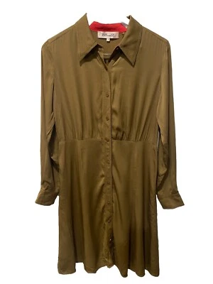 Diane Von Furstenberg Women's Silk Button Down Dress Olive Green Size M - Image 1 of 4