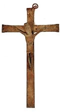 Antique Folk Art Crucifix Wrought Iron Hand Made
