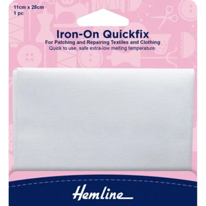 Iron-On White Mending Patch – 100% Cotton Fabric Repair – 11x25cm – Hemline - Picture 1 of 3