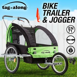 Tag-along Kids Bike Trailer Bicycle Pram Stroller Children Jogger Green - Picture 1 of 12
