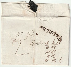 1793 CURVED LEICESTER PMK LETTER E HADWEN > 'MRS GOLD LOUGHBOROUGH' RE FINANCE - Picture 1 of 2