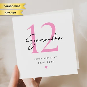 Personalised Kids Birthday Card 12 Year Old Birthday Card Sister Niece Daughter - Picture 1 of 2