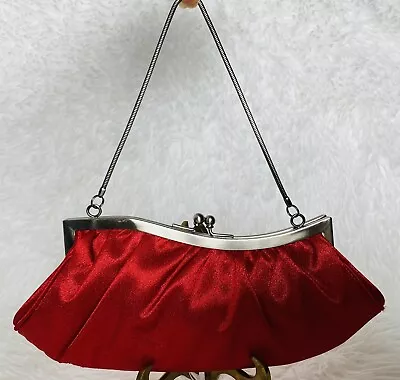 Bolso sin asas de noche Cache rojo satinado boda graduación asunto formal Foto 1 de 4