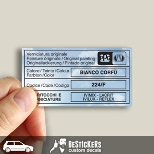 UN Adesivo restauro etichetta vernice PPG Fiat Uno Turbo ecc Bianco Corfù 224 F - Picture 1 of 3