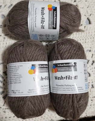 SMC Wash & Filz It Felting Roving Yarn 3 Skeins Color 00034 Lot 14783 - Image 1 of 4