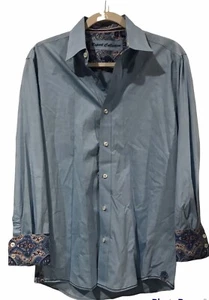 Report Collection Men's Medium Long Sleeve Button Up Flip Cuffs Light Blue Shirt - Picture 1 of 5