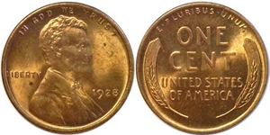 1928 1C Lincoln Wheat Cent Unc. - Picture 1 of 3