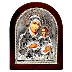 Virgin Mary of Jerusalem Byzantine Large Icon Silver 925 Treated Size 31x26cm