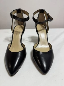 Marc Fisher  Hien Ankle Strap Black Heels Rounded Pointed Toes Leather Size 7,5 - Picture 1 of 9