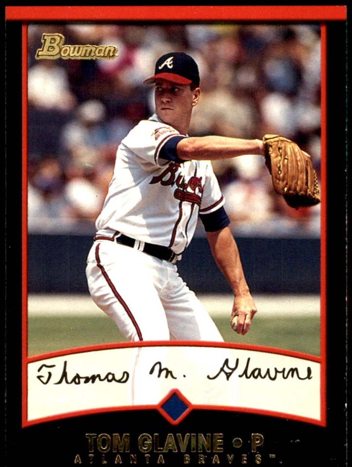 Tom Glavine 2001 Bowman #97 Atlanta Braves MLB READ FREE SHIPPING AutographDen - Image 1 of 2