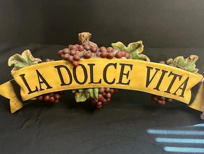 Y2K Resin Kitchen Arched Sign “La Dolce Vita” Grapes The Sweet Life - Image 1 of 4