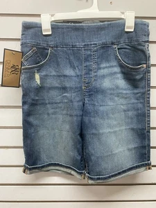 ROCK & REPUBLIC Rx ― Sz 14 ― FEVER PULL ON Denim Jean Shorts Mid Rise NWT - Picture 1 of 4