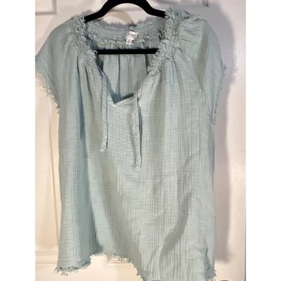 True Craft Women's Light Blue Gauze Crinkle Top Tunic Dress Size 2X - Image 1 of 4