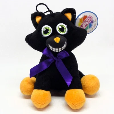 Nanco Halloween Black Cat Kitty Plush Orange Purple Bow Soft Sewn Eyes All Ages - Image 1 of 4