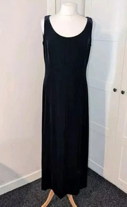 Vintage LAURA ASHLEY Dress Black Velvet Formal Long Dress Corset Lines Large - Picture 1 of 8