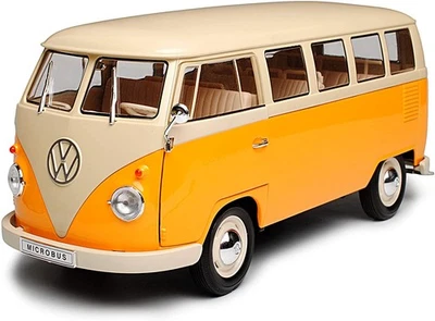 WELLY, VOLKSWAGEN T1 1962 mini bus blanc et orange, échelle 1/18, WEL18054W - Photo 1/4