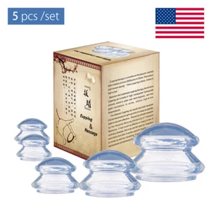 5 Cups Silicone Medical Vacuum Massage Cupping Cups Therapy Anti Cellulite Set  - Picture 1 of 33