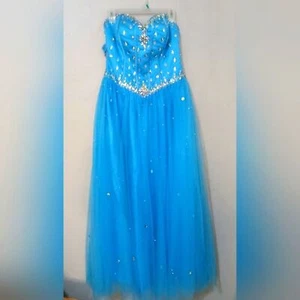 Quinceañera birthday Prom Turquoise and white crystals dress size 12 - Picture 1 of 6