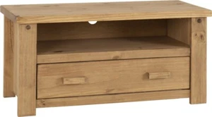 Solid Pine 1 Drawer Flat Screen TV Unit W107cm x D44.5cm x H52cm TORT - Picture 1 of 12